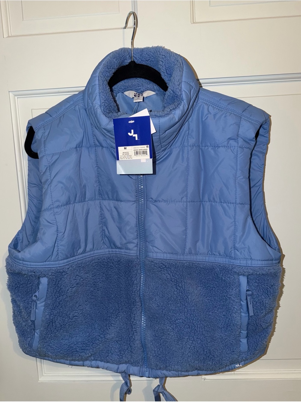 JoyLab Light Blue Sherpa-Trim Quilted Puffer Vest